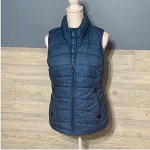 Green Tea Blue Sherpa Lined Thick Fitted Warm Puffer Casual Vest Small